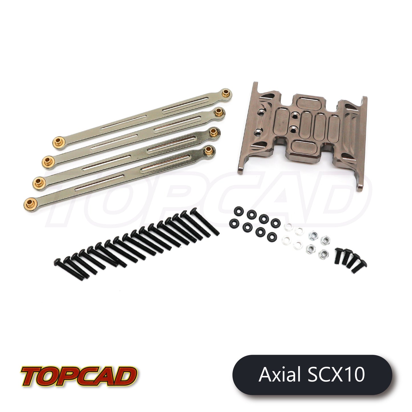 Topcad Alloy Chassis Linkage (4) & Skid Plate for Dingo/ SCX10 [AXS1-05V2]